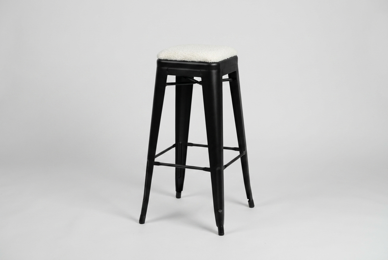 Tabouret de bar en acier velours avec assise rembourrée