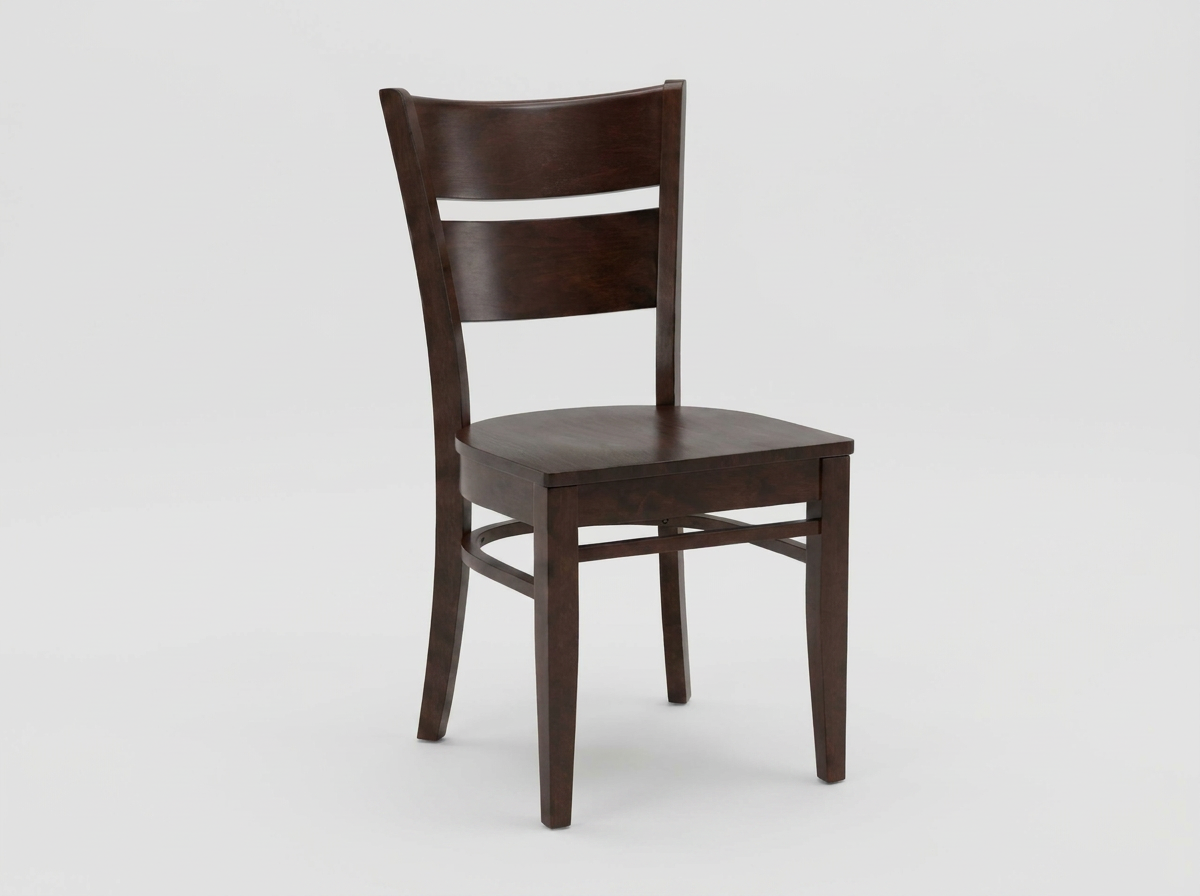 Chaise de bistrot de restaurant en bois massif Grace similicuir brun rouge