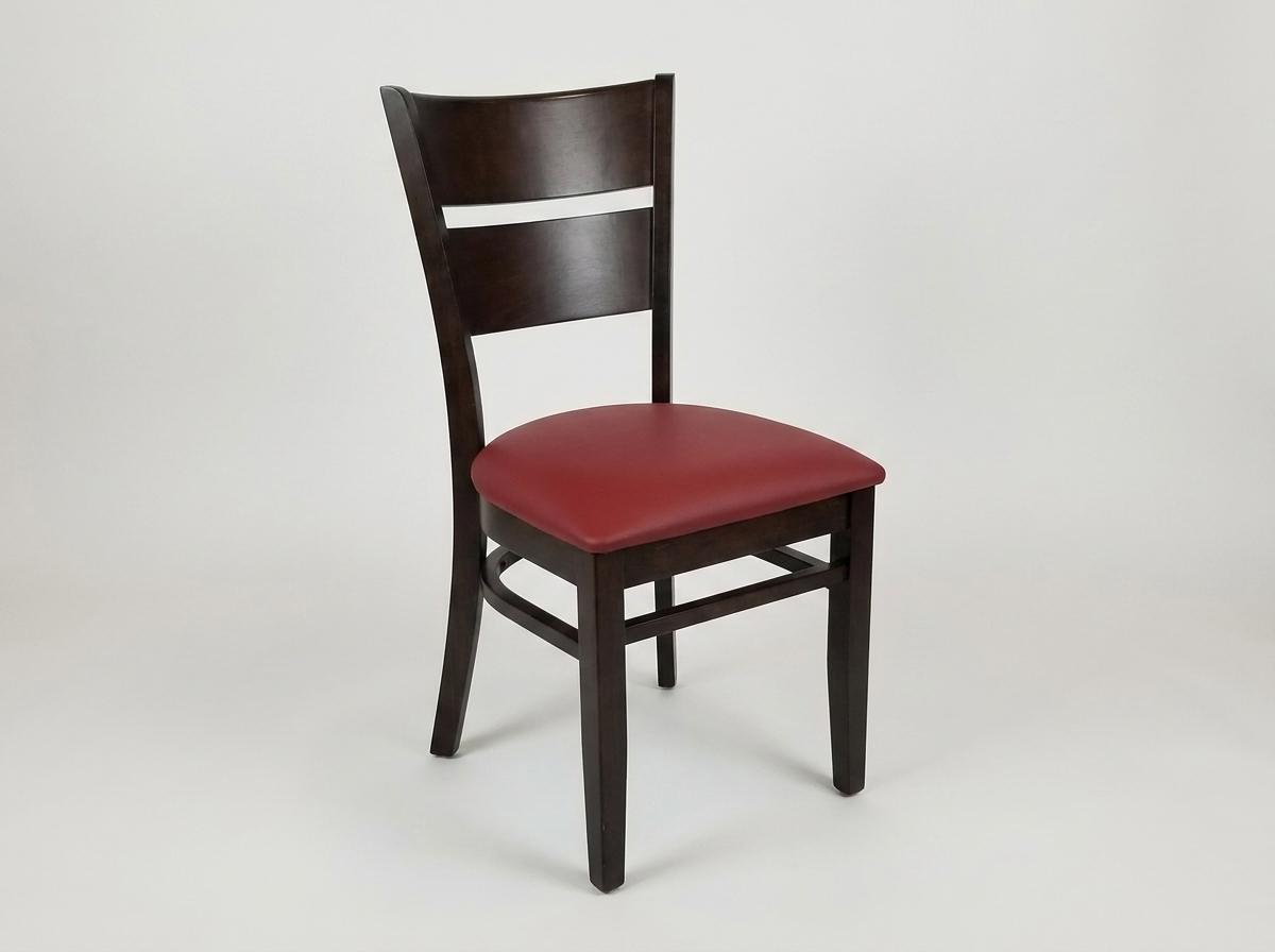 Chaise de bistrot de restaurant en bois massif Grace similicuir rouge