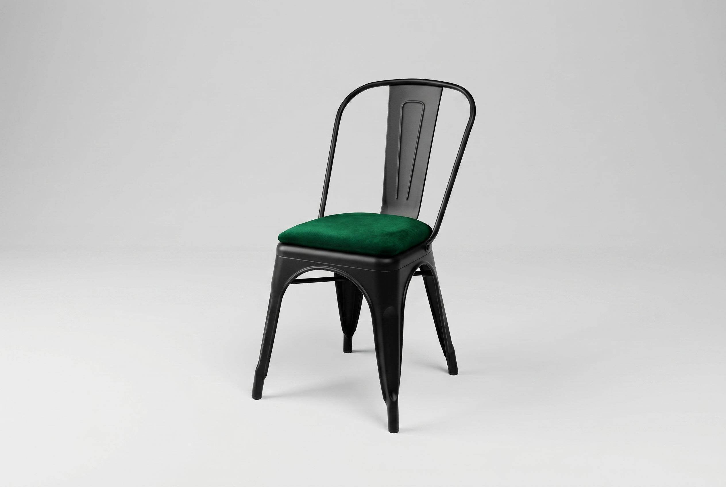 Chaise de restaurant Bistro en acier velours avec coussin d'assise