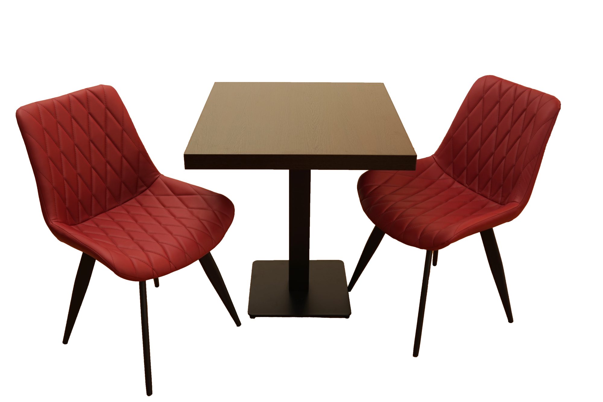 1+2 Set 80x80 Restaurant Chaise Scarlet Hotel Bistro Table Chaises Gastronomie Meubles rouge vin