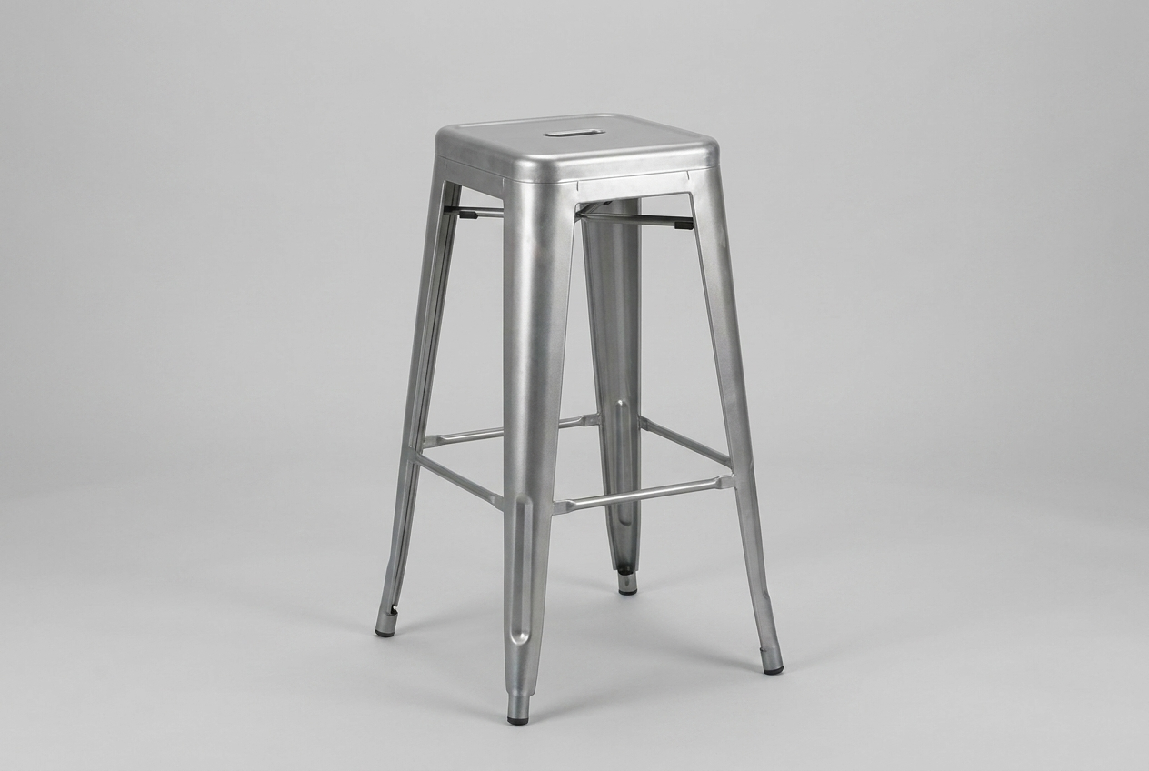 Bistro tabouret haut Stella en couleur noir, gris argenté