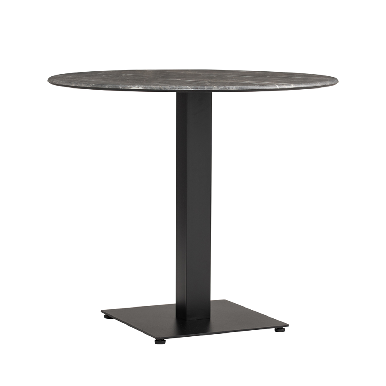 Table Outdoor ronde Catania en 60cm aspect marbre gris Compact HPL Plateau de table
