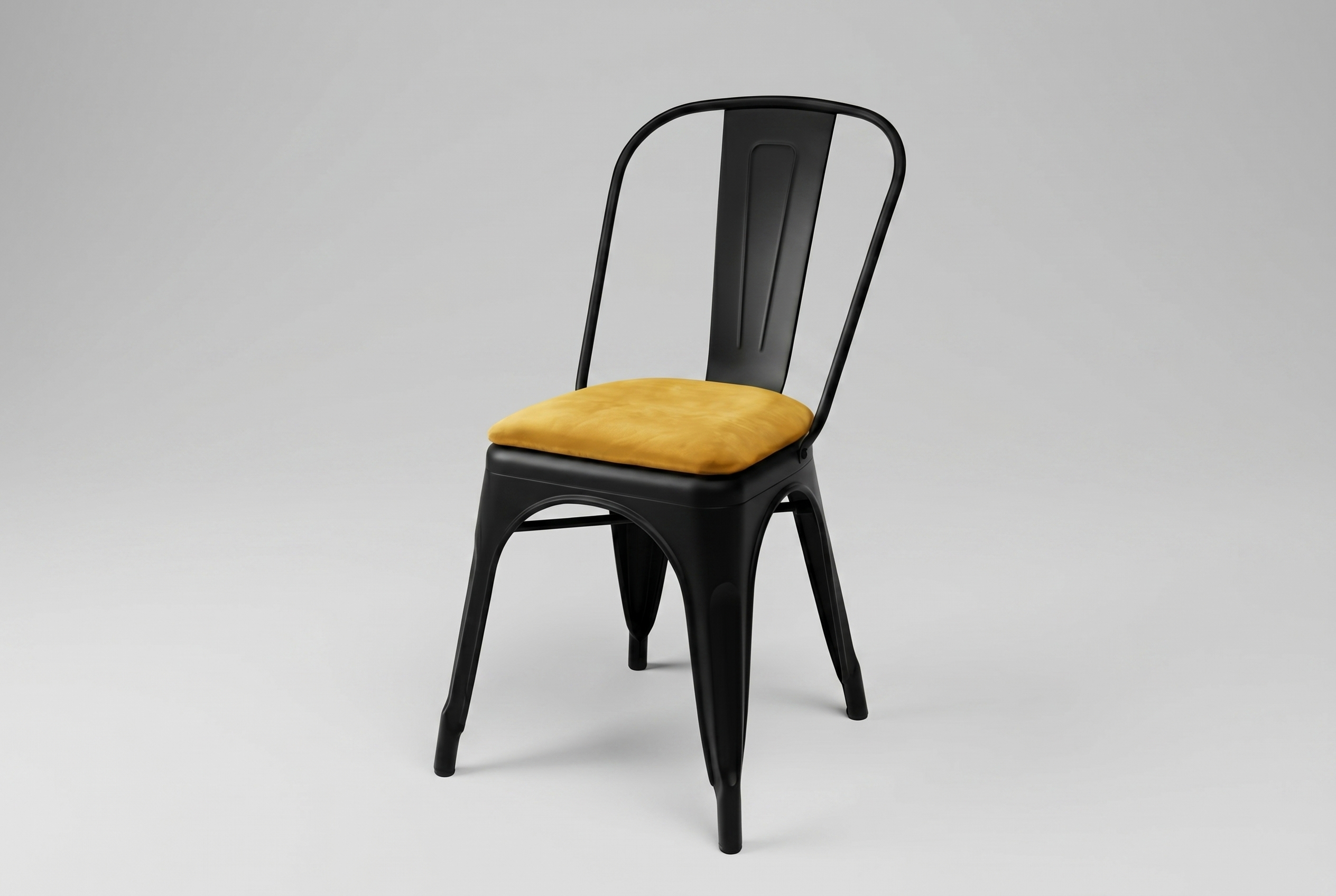 Chaise de restaurant Bistro en acier velours avec coussin d'assise