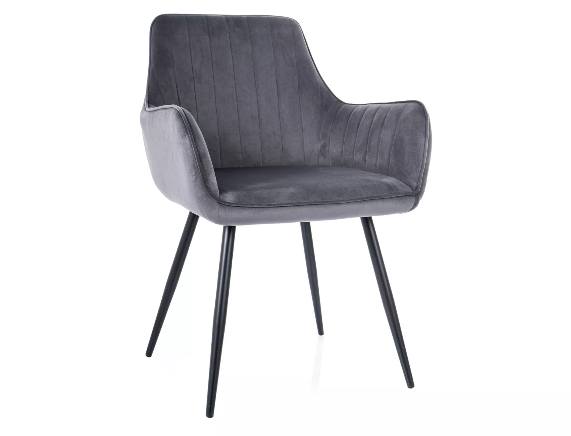 Chaise de restaurant Bistro Silvia tissu velours gris avec accoudoirs Chaise de restaurant Bistro Silvia tissu velours gris avec accoudoirs