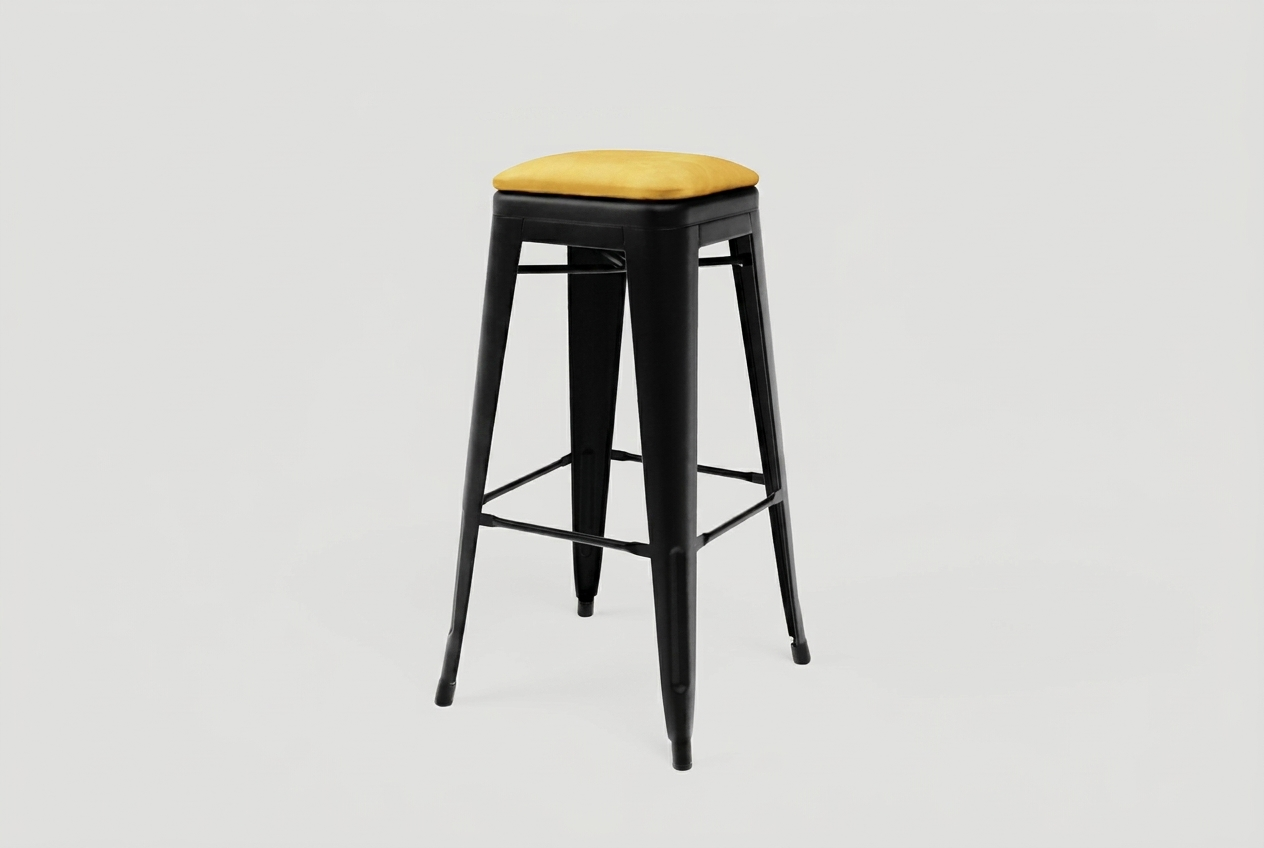 Tabouret de bar en acier velours avec assise rembourrée