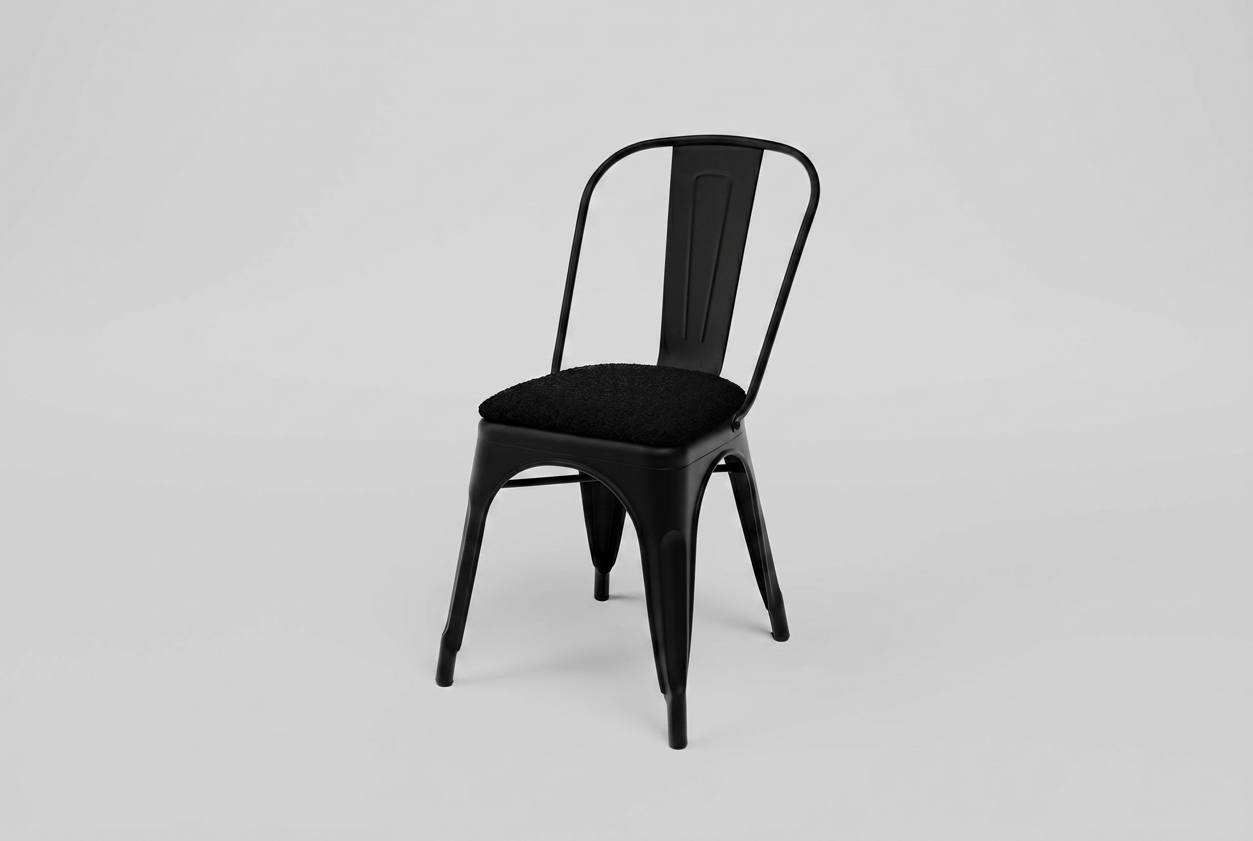 Chaise de restaurant Bistro en acier velours avec coussin d'assise