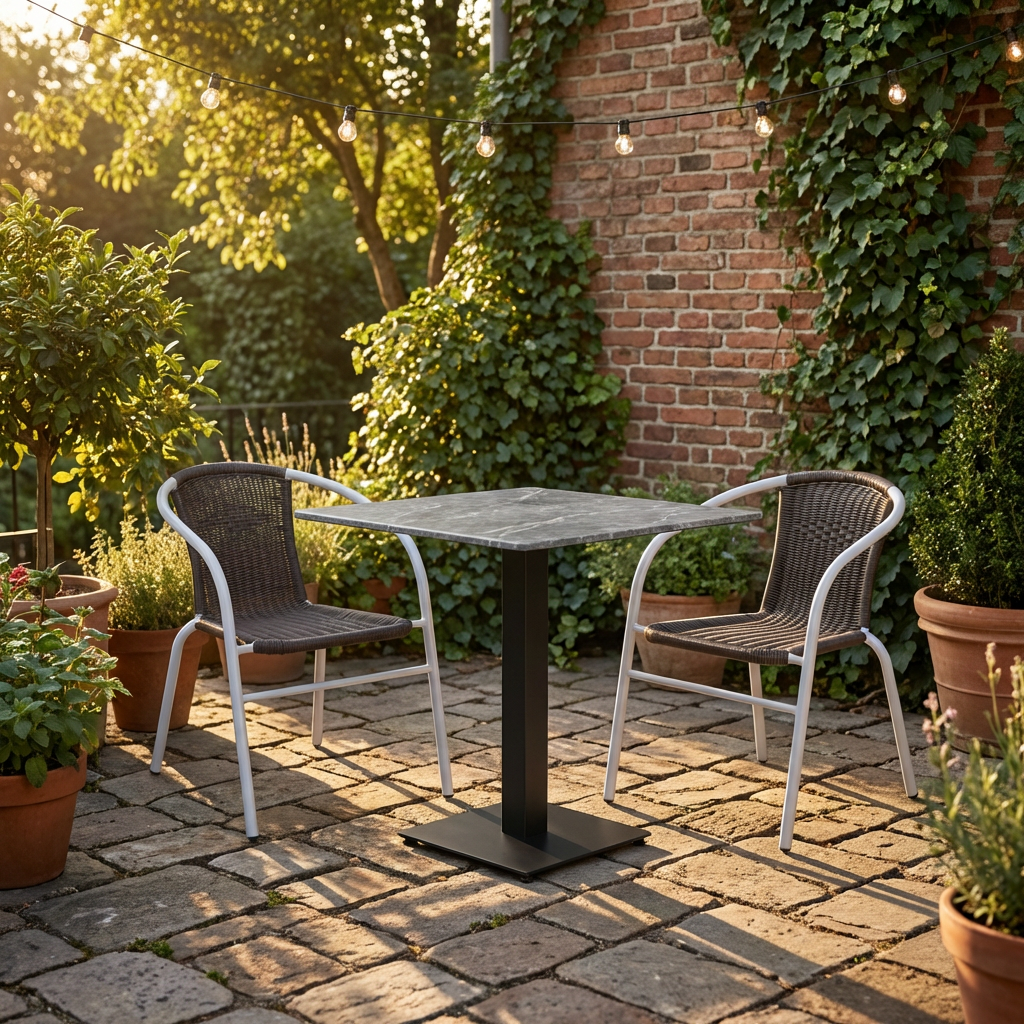 Chaise en poly rotin Mardin Marron