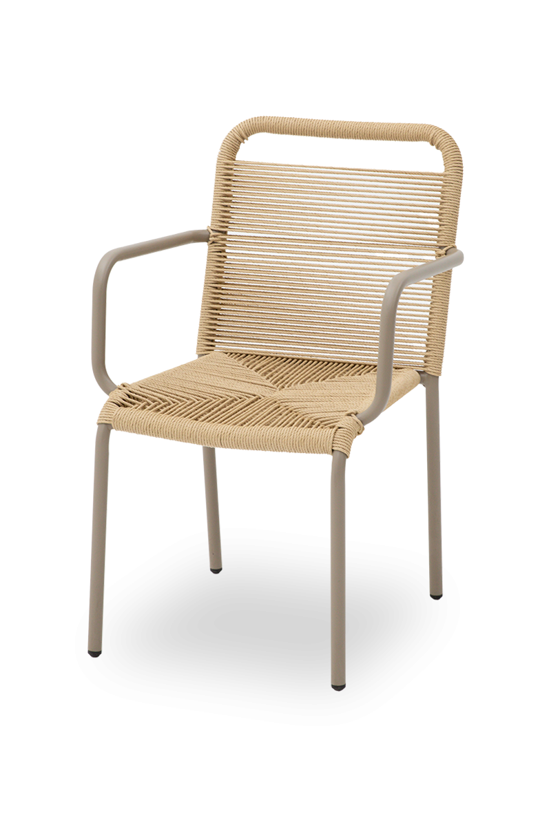 Outdoor Stuhl Maniago in Beige mit Armlehne-ING10893