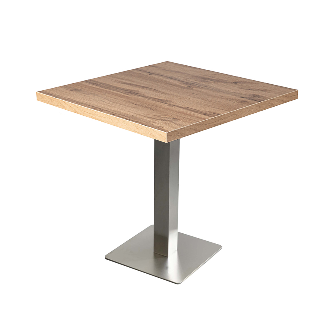 Restaurant Bistro Table 50x50cm Andora Chêne Table d'hôtes Pied de table argenté Restaurant Bistro Table 50x50cm Andora Chêne Table d'hôtes Pied de table argenté