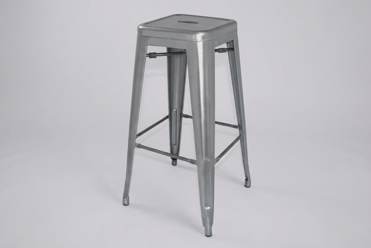 Bistro tabouret haut Stella en couleur noir, gris argenté