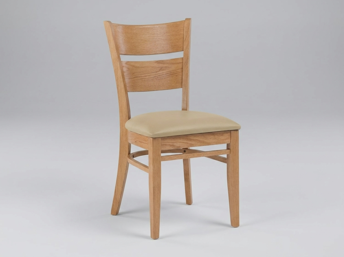 Chaise de bistrot de restaurant en bois massif Grace similicuir brun rouge