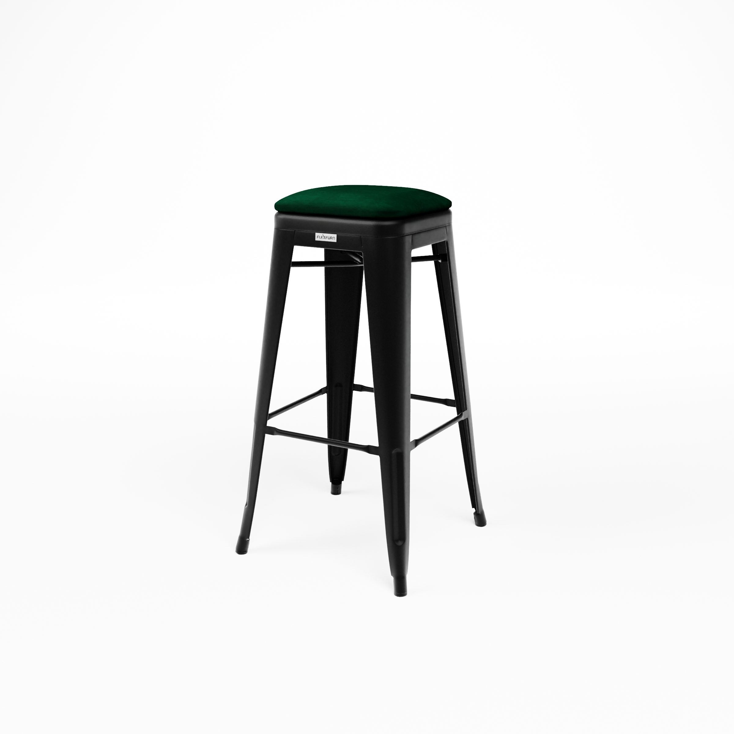 Tabouret de bar en acier velours avec assise rembourrée Tabouret de bar en acier velours avec assise rembourrée