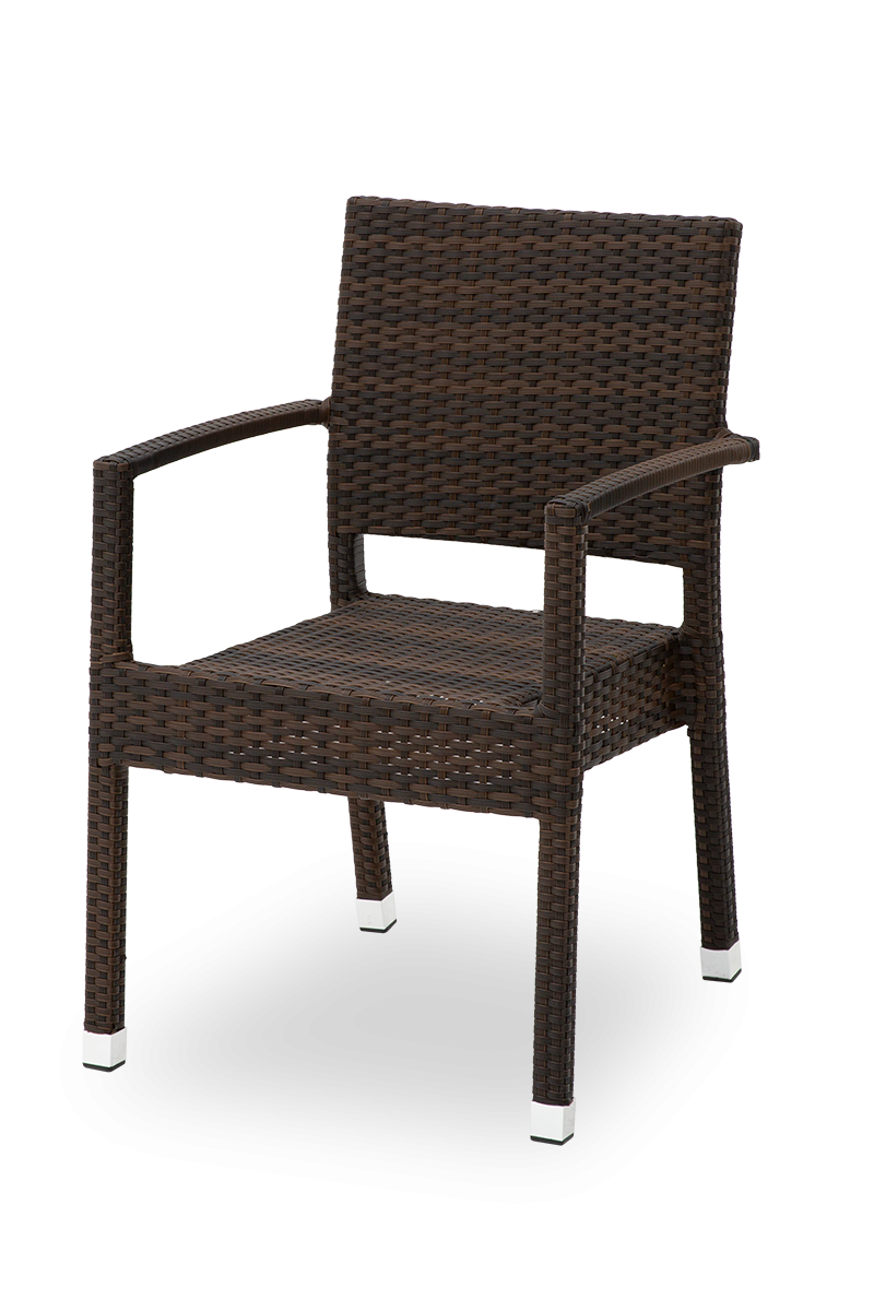 Polyrattan Stuhl Venedig Braun mit Armlehne-SW10353