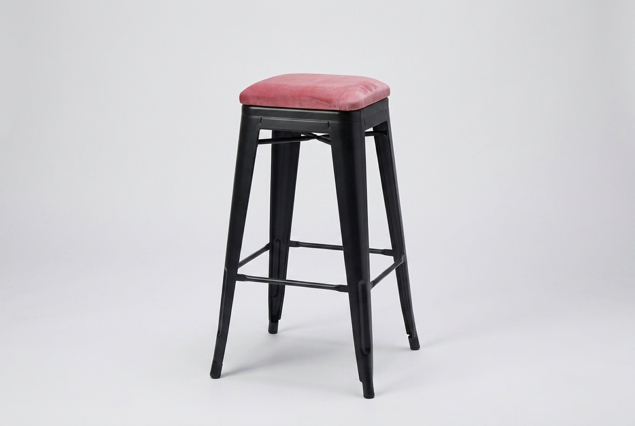 Tabouret de bar en acier velours avec assise rembourrée