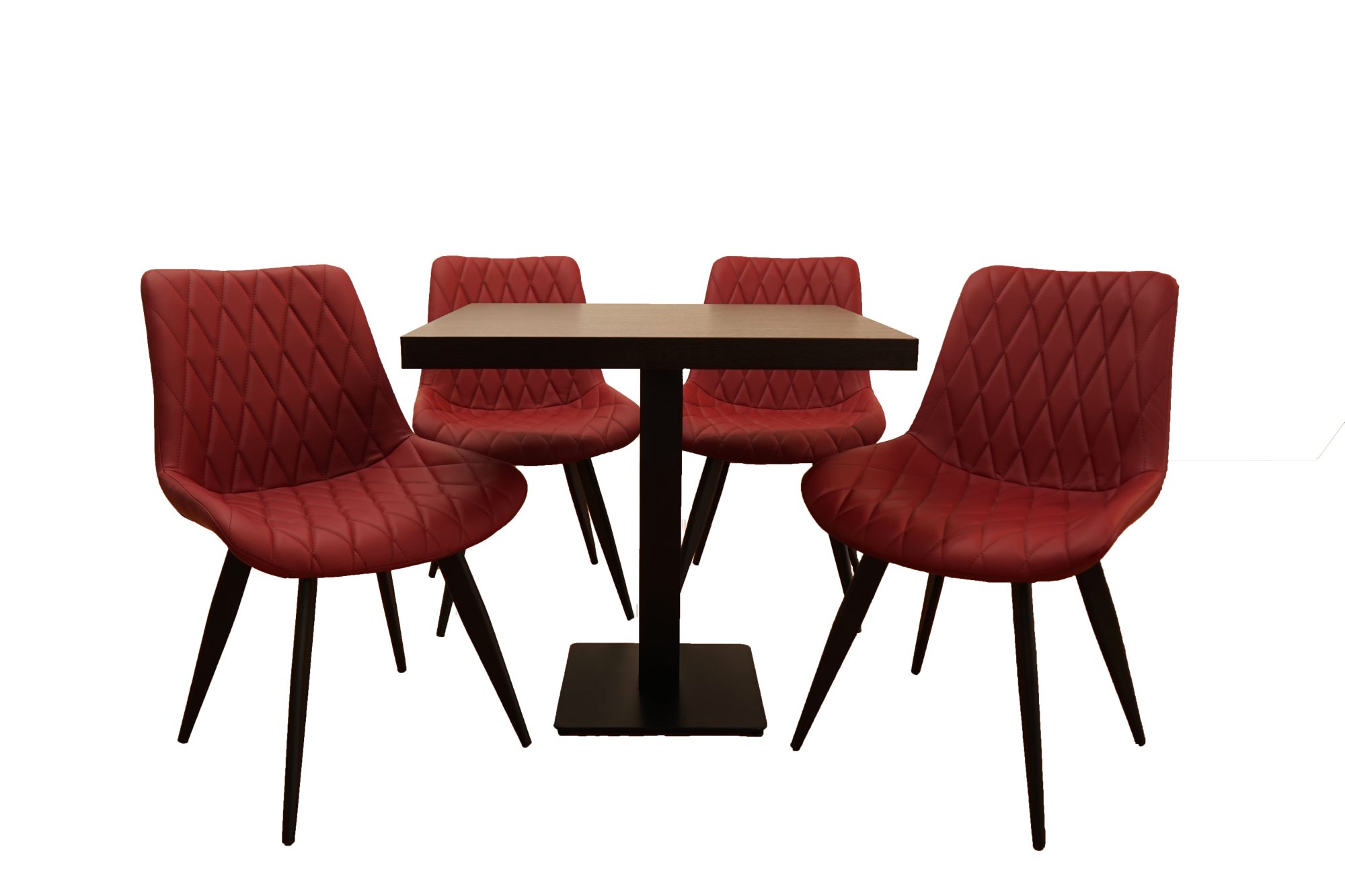 1+4 Garniture 120x80cm Scarlet rouge vin Chaises Restaurant Hôtel Bistro Tables