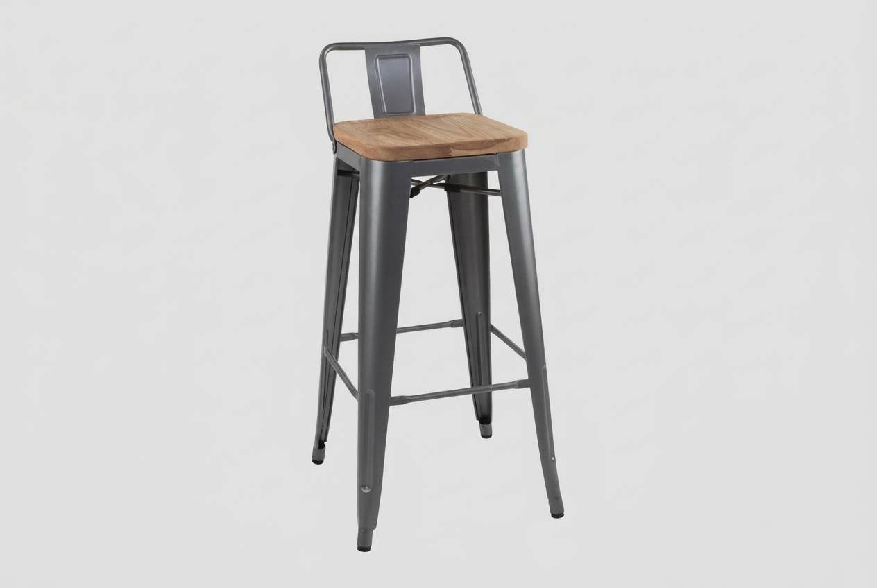 Tabouret de bar Stella en noir et gris Chaises de bar de restaurant Chaise de bar haute