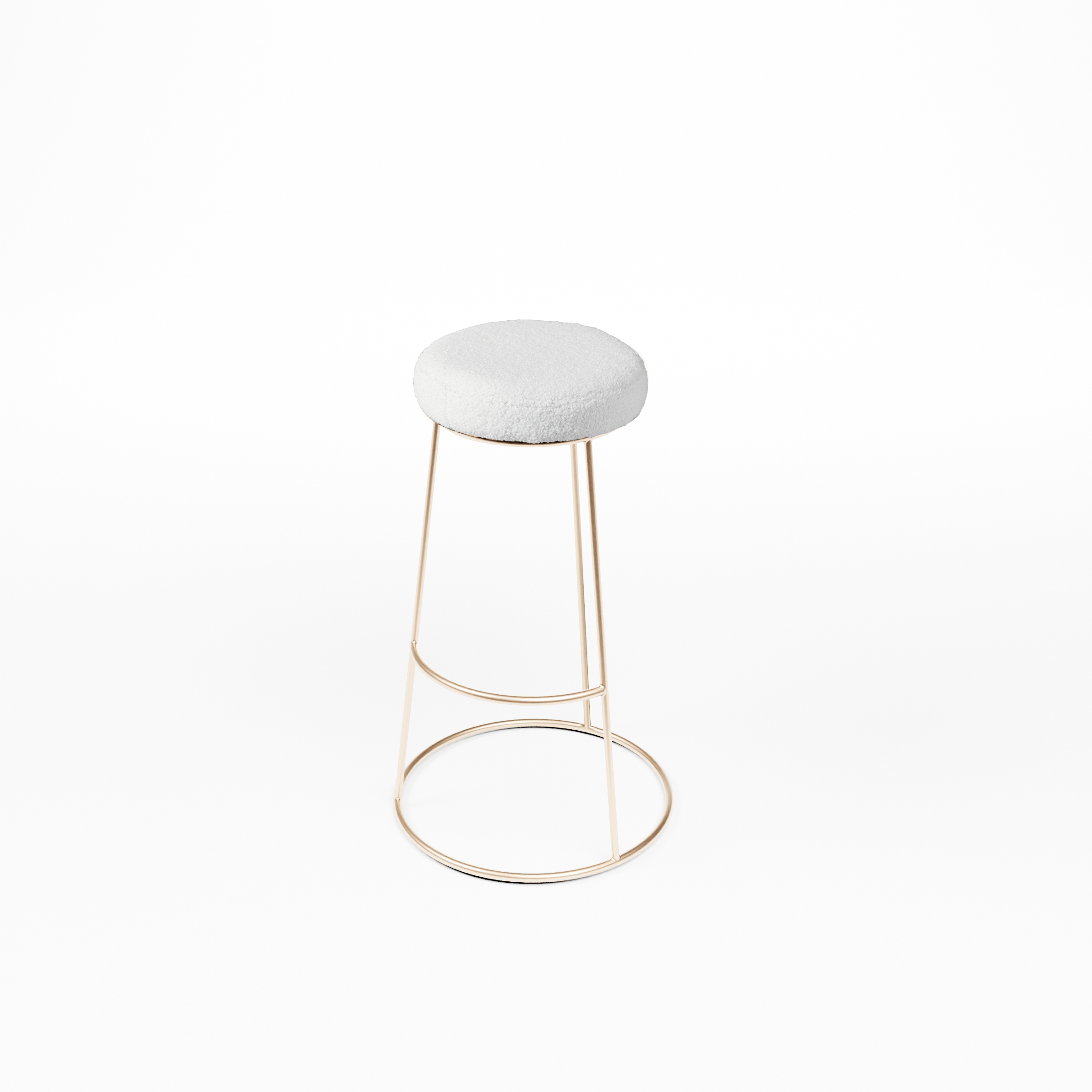 Barhocker Iconic Rose Gold mit Sitzpolster Teddy Weiß
