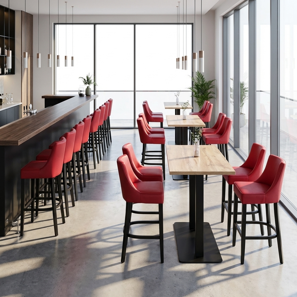 Chaise Tabouret de bar Finja marron foncé similicuir Chaises de restaurant Hôtel Bistro