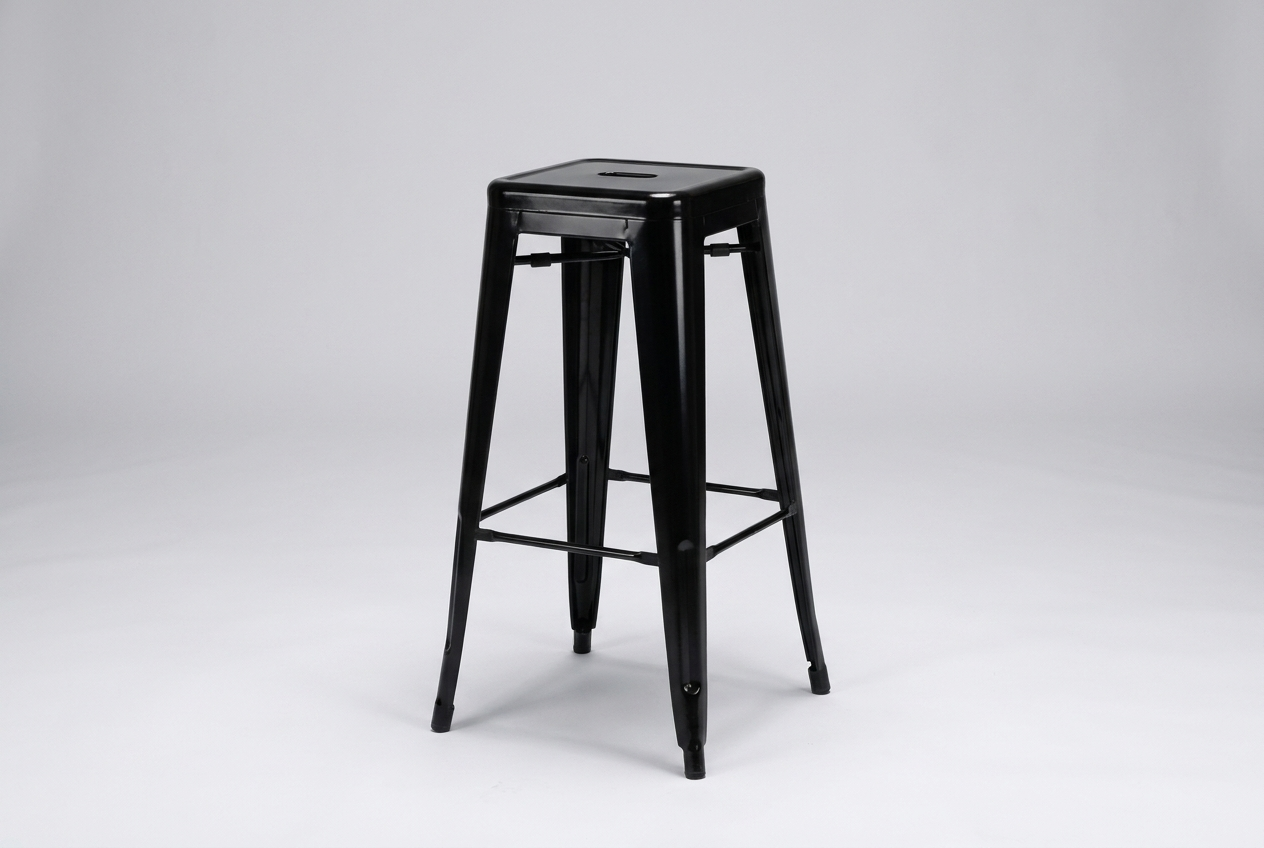 Bistro tabouret haut Stella en couleur noir, gris argenté
