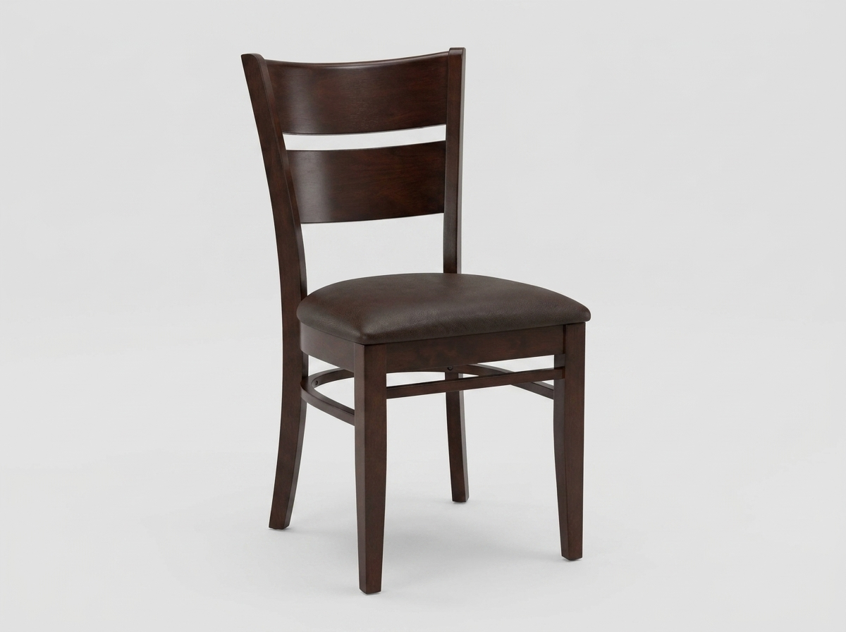 Chaise de bistrot de restaurant en bois massif Grace similicuir brun rouge