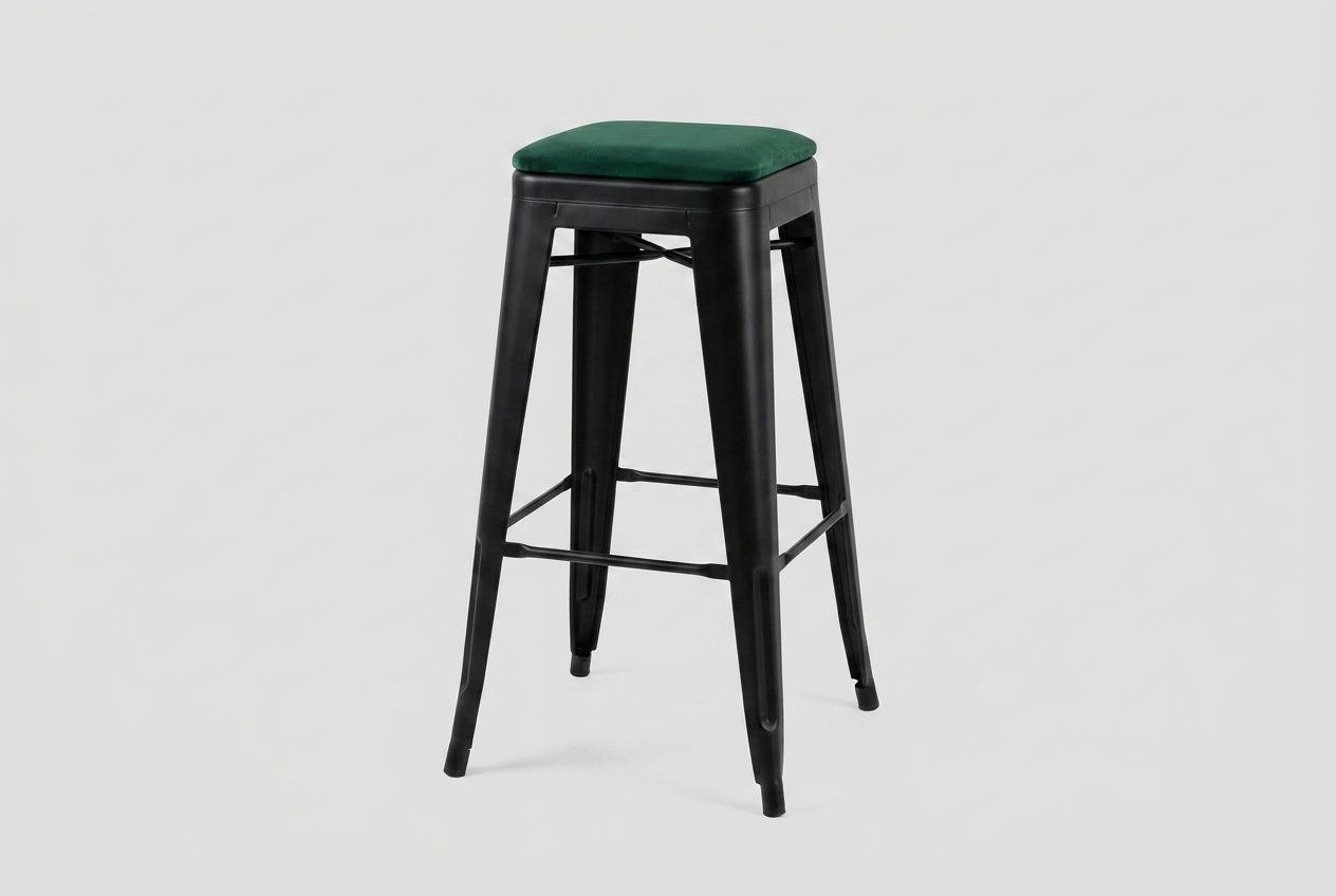 Tabouret de bar en acier velours avec assise rembourrée