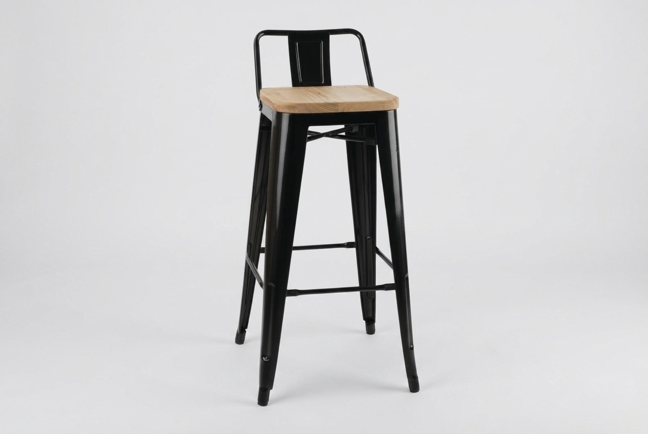 Tabouret de bar Stella en noir et gris Chaises de bar de restaurant Chaise de bar haute