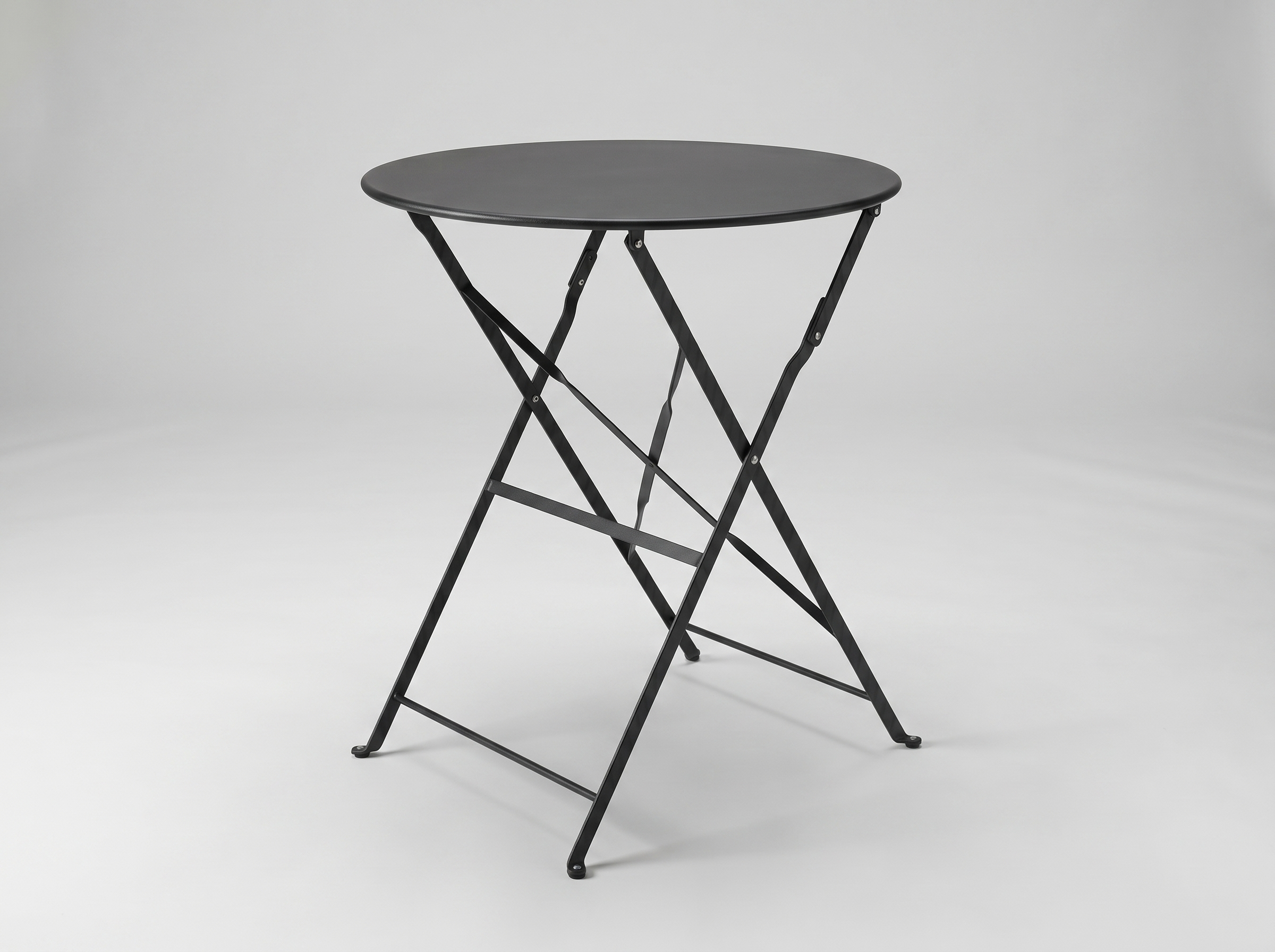 Outdoor Bistro Tisch 59,5cm Rund Schwarz Stahl - Geneve klappbar