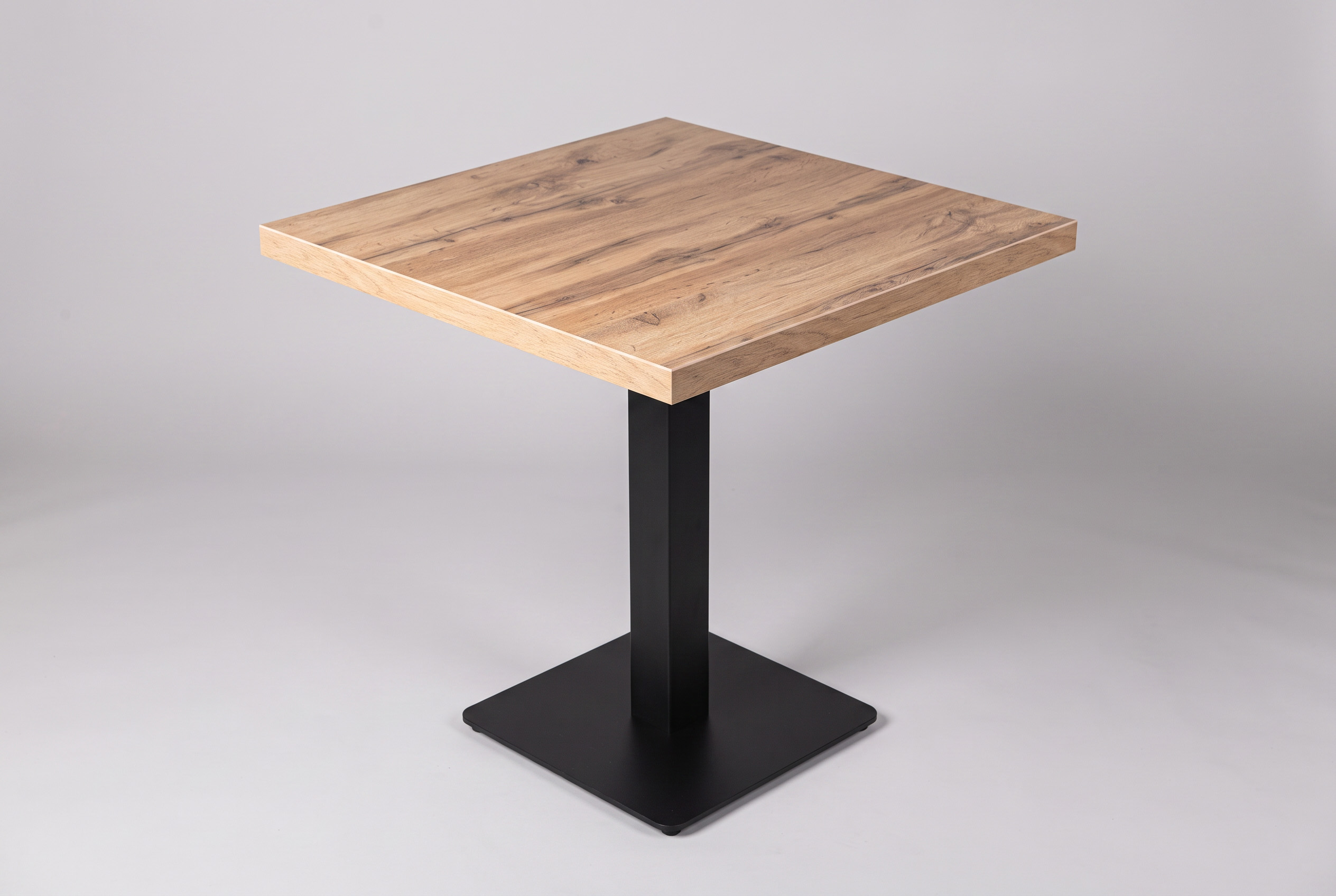 Restaurant Bistro Tisch 70x70x3cm Hellbraun Eiche Asti Tischbein Schwarz