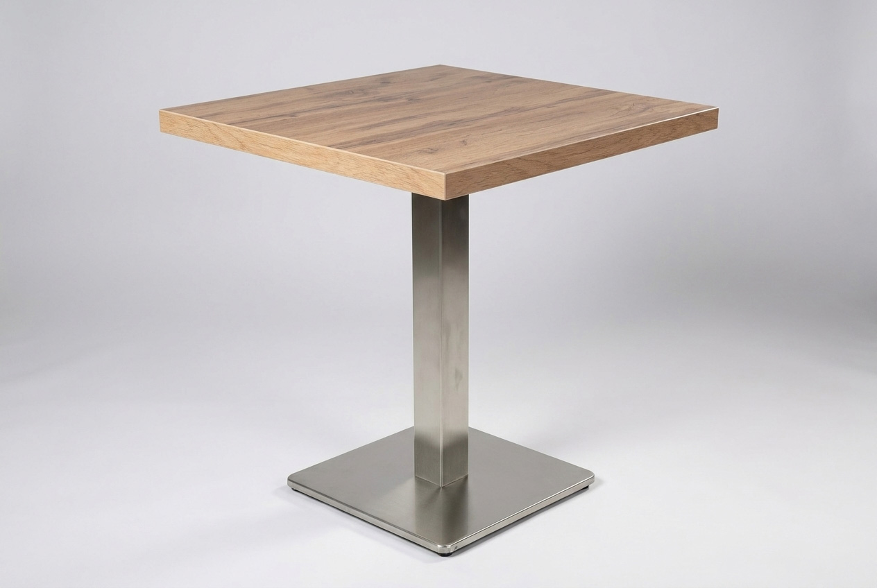 Restaurant Bistro Table 50x50cm Andora Chêne Table d'hôtes Pied de table argenté