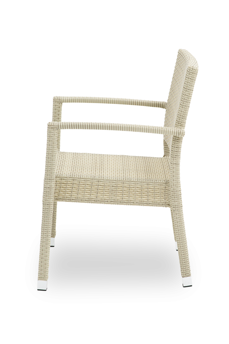Polyrattan Stuhl Venedig Beige mit Armlehne-SW10257