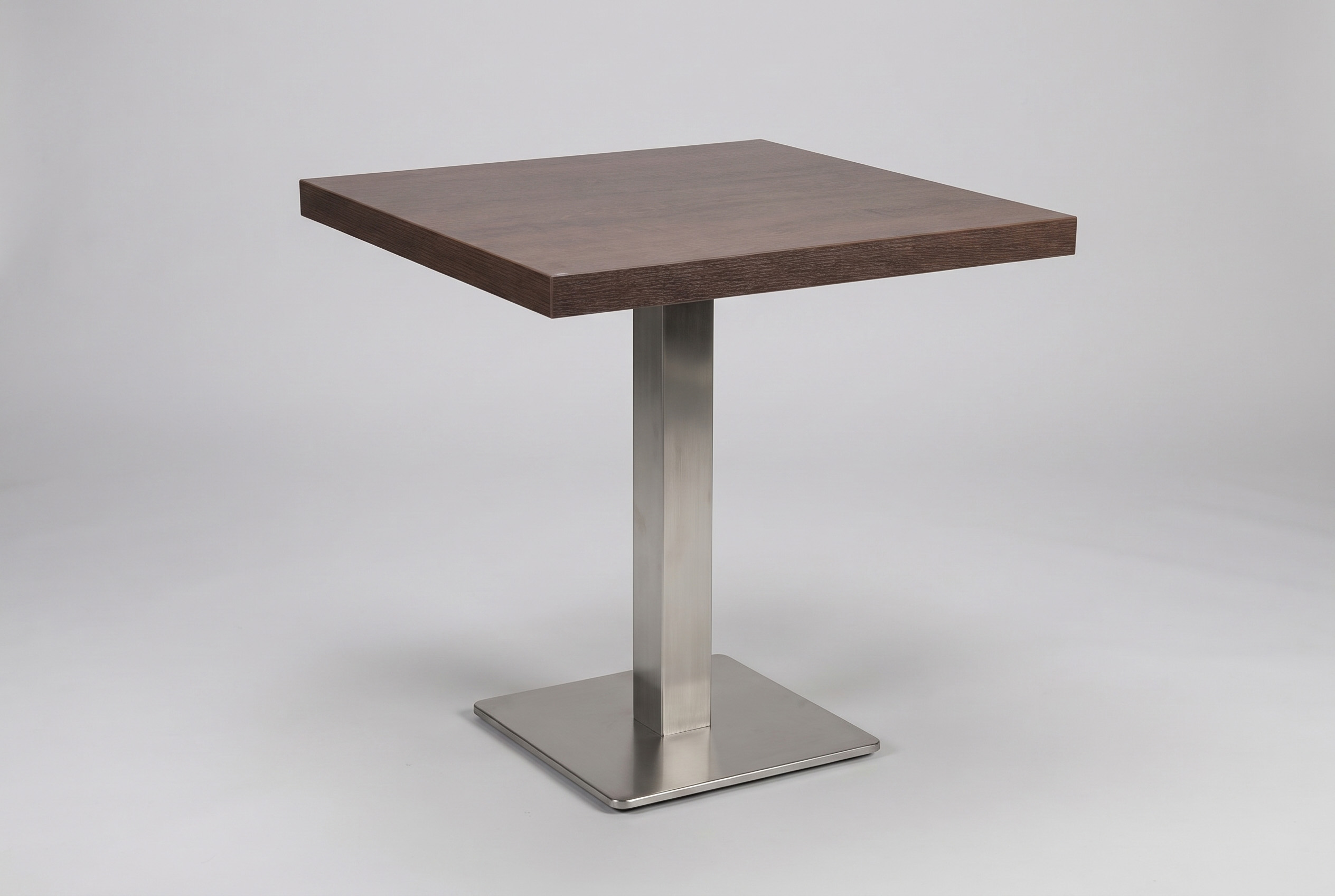 Restaurant Bistro Tisch 70x60x3,6cm Palermo Walnuss Braun Tischbein Silber